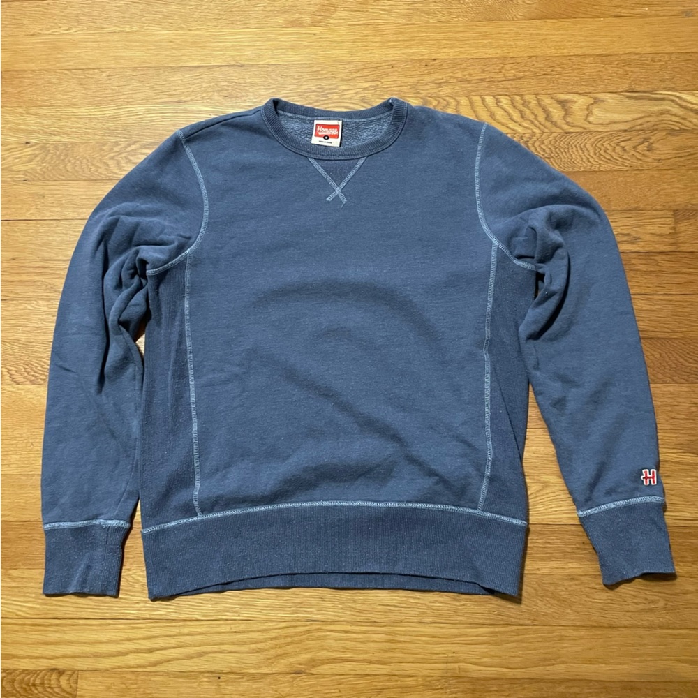 HOMAGE BLUE LONG SLEEVE GO-TO CREW FLEECE SWEATSHIRT SMALL